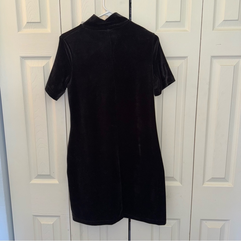 Vintage Energie Y2K '90s Velour Short Sleeve Mini Dress, Black, Size M - Picture 2 of 8